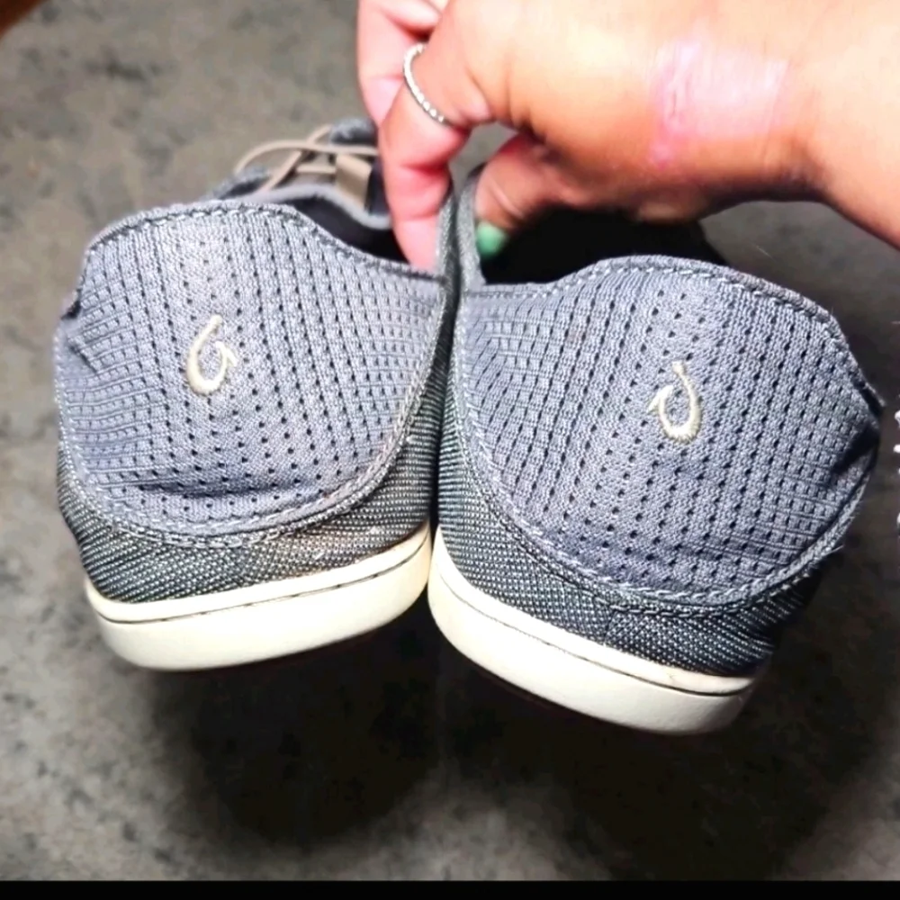 OluKai Men’s Nohea Moku No Tie Boat Shoes In Charcoal / Clay 13